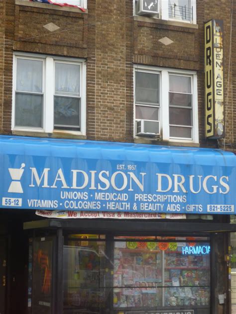 Madison drugs - MADISON DRUGS INC will accept the RxLess Assurance Plan. Just show the Assurance Plan discount to the pharmacist when picking up your medication. Get A Free Savings Card. Info. Phone: (212) 385-6775. Fax: (212) 385-6751. Delivery service: No. Drive up: No. Open 24 hours: No. Get Directions. Hours.